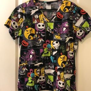 THE NIGHTMARE BEFORE CHRISTMAS Scrub Top, Sz XS